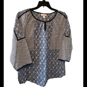 Dress Barn Blue and white with mid sleeves nwt Top size 2x